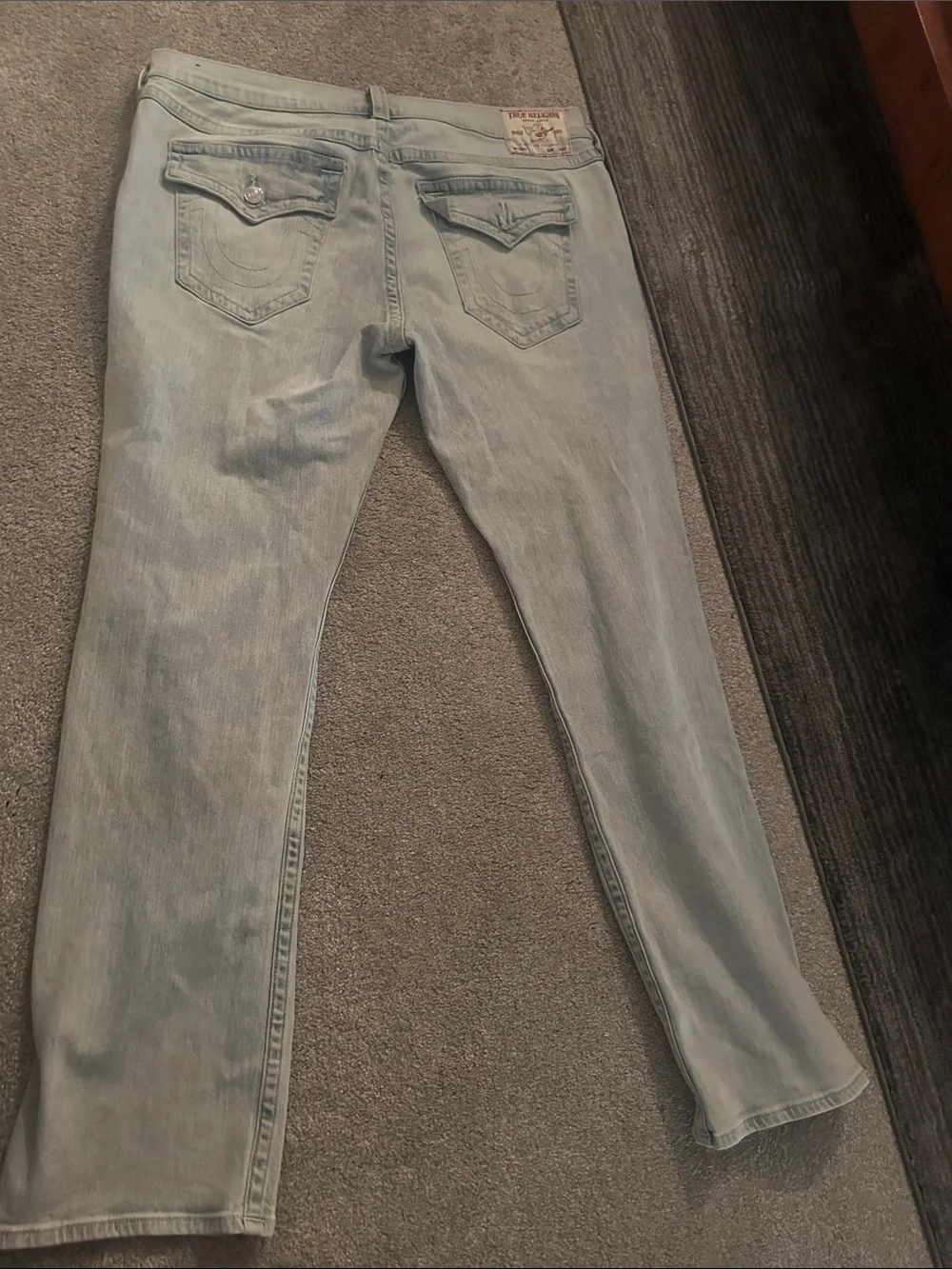 True Religion: Men Light Wash Straight Leg Jeans